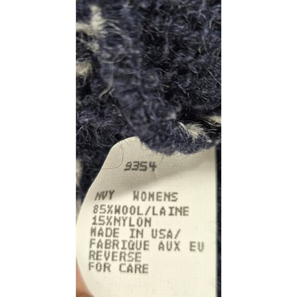 Vintage Woolrich Fair Isle Full Button Cardigan Navy Womens L Wool Blend Chunky - Picture 6 of 6